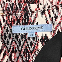 ギルドプライム GUILD PRIME 薄手 ワンピース 裏地付き 半袖 総柄 ポリ100% 34 オフホワイト×レッド×ブラック×グレー 赤系 レディース_画像5