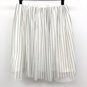 E hyphen world gallerychu- reflet a skirt waist rubber lining attaching stripe poly- 100% F white × black white lady's 