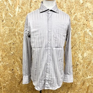  Calvin Klein [ made in Japan ] CK Calvin Klein thin dress shirt stripe wide color long sleeve clothes cotton × cupra L gray series men's 