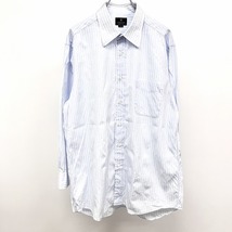 ランバン LANVIN ドレスシャツ ワイシャツ ストライプ 長袖 胸ポケット ロングテール 日本製 綿100% 41-80 ネイビー×ホワイト 紺 メンズ_画像1