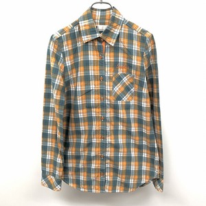 スライ SLY シャツ チェック スキニーフィット 英字刺繍 長袖 胸ポケット 綿100% 1 グリーン系×ブラウンオレンジ系×ホワイト レディース