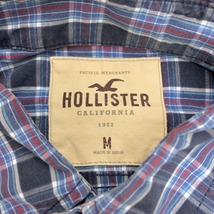 ホリスター HOLLISTER シャツ チェック ポケットに鳥の刺繍 バード ボタンダウン 長袖 綿100% M ネイビー×レッド×ホワイト 紺 レディース_画像3