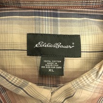 エディーバウアー Eddie Bauer シャツ 大きめ ビッグサイズ チェック ボタンダウン 長袖 綿100% XL ブラウン刑×ネイビー 茶系 メンズ 男性_画像3