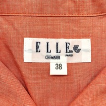 エル ELLE シャツ 無地 フレンチフロント ロゴタグ オープンカラー 半袖 ショートスリーブ 胸ポケット 綿100% 38 オレンジ レディース 女性_画像3