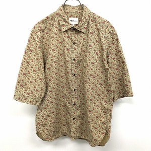 THE SHOP TK MIXPICE shirt floral print 5 minute sleeve . pocket cotton 100% L beige brown group × red × green blue group beige group men's man 