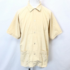  Beams BEAMS shirt jacket plain French front la gran short sleeves waist with pocket made in Japan cotton 100% L cream yellow men's 