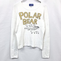 マーブル marble Tシャツ プリント インポート古着 POLAR BEAR 英字 脚が車輪のホッキョクグマ 丸首 長袖 USA製 綿100% M 白 レディース_画像1