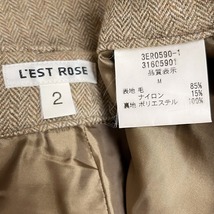 レストローズ L'EST ROSE フレアパンツ ブーツカット 裾フリル 膝に紐 ヘリンボーン 裏地付き 日本製 毛など 2 メランジ 茶系 レディース_画像3