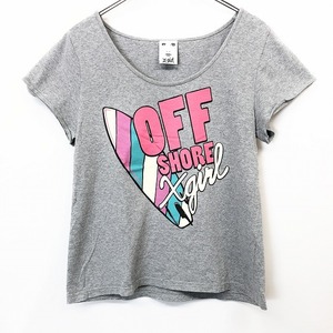 エックスガール X-GIRL Tシャツ カットソー ロゴプリント サーフボード OFF SHORE Xgirl Uネック 半袖 綿100% 1 ヘザーグレー レディース