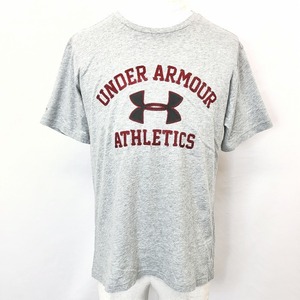 アンダーアーマー UNDER ARMOUR Tシャツ カットソー ロゴ刺繍 丸首 クルーネック 半袖 綿100% コットン M ヘザーグレー メンズ 男性