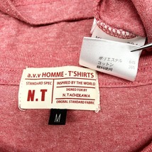 アーヴェヴェオム a.v.v HOMME 半袖Tシャツ カットソー 英字 波柄 プリント 丸首 クルーネック 服 ポリエステル×綿 M ヘザーピンク メンズ_画像3