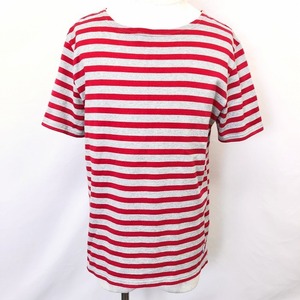 アーバンリサーチ URBAN RESEARCH Tシャツ カットソー マリンボーダー ボートネック 半袖 綿100% コットン 40 レッド 赤 レディース