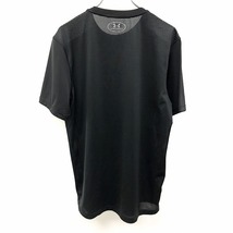 アンダーアーマー UNDER ARMOUR スポーツシャツ Tシャツ サイドと背中と肩がメッシュ生地 ロゴプリント 丸首 半袖 M ブラック 黒 メンズ_画像2