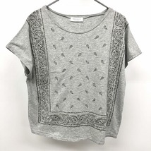 BEAUTY＆YOUTH UNITED ARROWS Tシャツ カットソー 刺繍柄 ペイズリー バティック キモノスリーブ 半袖 綿100% ヘザーグレー レディース_画像1