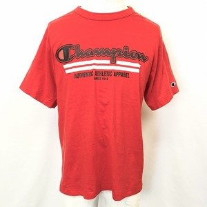 チャンピオン Champion 半袖Tシャツ カットソー トップス ロゴプリント 英字 丸首 クルーネック 綿100% コットン M レッド 赤 メンズ 男性