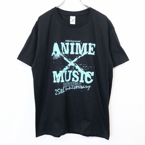 ギルダン GILDAN 若干薄手 Tシャツ カットソー 音楽 アニメ NBCUniversal ANIME×MUSIC FESTIVAL 25周年 丸首 半袖 綿100% L 黒 メンズ