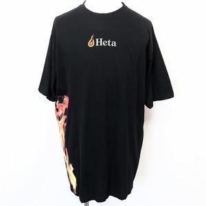 ヒタ Heta Tシャツ カットソー 両面プリント インポート古着 デンマークの薪ストーブメーカー 丸首 半袖 綿100% XL ブラック 黒 メンズ