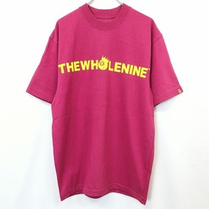 ホールナイン Wholenine Authentic Wear Tシャツ カットソー 両面ロゴプリント 丸首 半袖 綿100% コットン L パッションピンク メンズ 男性