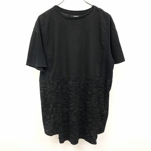 ベルシュカ Bershka Tシャツ 切り返し生地 フロント長め 丸首 半袖 綿100% S ブラック×ヘザーブラック 黒 レディース(メンズ？)