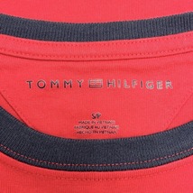 トミーヒルフィガー TOMMY HILFIGER Tシャツ ロゴ刺繍 丸首 半袖 綿100% コットン S レッド×ネイビー×ホワイト 赤 メンズ(レディース？)_画像3