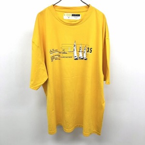スペリートップサイダー SPERRY TOP-SIDER インポート古着 Tシャツ カットソー プリント ヨット 半袖 綿×ポリ XL イエロー 黄色 メンズ