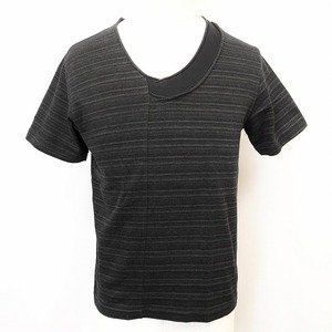 メイルアンドコー MALE＆CO. 半袖Tシャツ SLIM FIT アシンメトリーネック Vネック ボーダー柄 服 S ダークヘザーグレー系など メンズ 男性