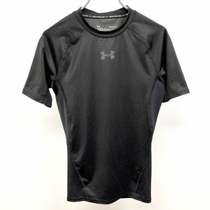 アンダーアーマー UNDER ARMOUR アンダーシャツ Tシャツ ストレッチ ドット ラグラン 半袖 M ブラック×グレー 黒 レディース(メンズ？)