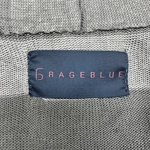 レイジブルー RAGEBLUE 薄手 ニット ショールカラー カーディガン ボーダー 少し透け感 シェルボタン 長袖 アクリル100% M 杢グレー メンズ_画像4