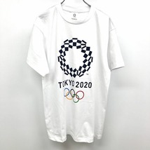 東京2020公式オリジナル商品 【新品/訳アリ】TOKYO 2020 ORIGINAL OFFICIAL MERCHANDISE Tシャツ エンブレム 丸首 半袖 綿100% M 白 メンズ_画像1