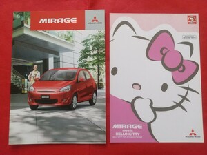 ※送料無料【三菱 ミラージュ】カタログ 2015年9月 A03A/A05A MITSUBISHI MIRAGE 1.2G/1.0G/M/S /HELLO KITTY 40th Anniversary Package