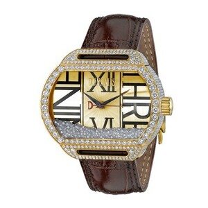 te.na mistake DUNAMIS Hercules HE-Y5 Gold face wristwatch men's 