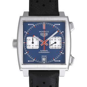  tag * Heuer TAG HEUER Monaco kyali bar 11 chronograph CAW211P.FC6356 blue / silver face used wristwatch men's 