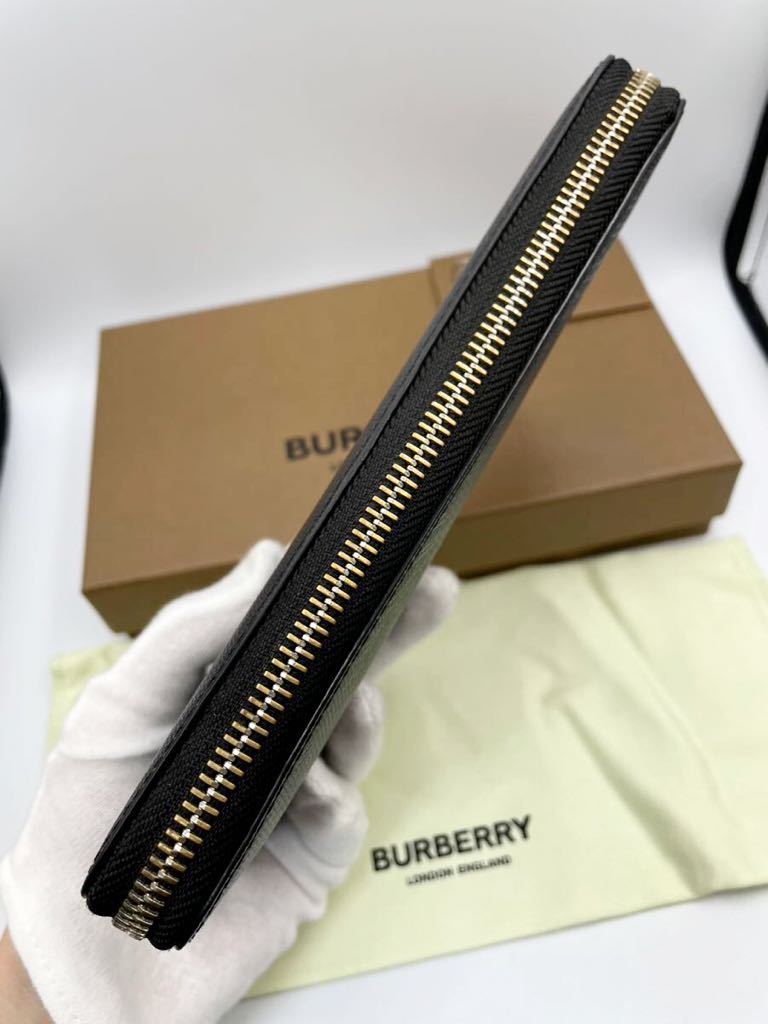 バーバリー ロンドン ラウンドファスナー 長財布 ネイビー×シャドー