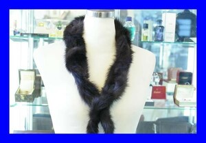 0 beautiful goods mink fur twist muffler . tail black 