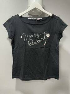 美品マリークワントMARY QUANT 半袖Tシャツカットソー黒ロゴトップス