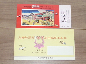 記念切符★上野駅開業100周年 記念乗車券★東京北鉄道管理局★昭和58年★1枚