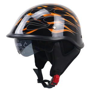  new goods half helmet built-in goggle semi-hat helmet man and woman use bike helmet semi-cap helmet size : XL