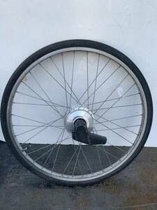 2）動作品 サンヨー エネループバイク 電動アシスト自転車eneloop bike 用前輪 純正ホイール