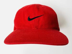 希少!! 名作!! 90s NIKE 6panel wool CAP ナイキ ロゴ 刺繍 スナップバック キャップ レッド ビンテージ VINTAGE