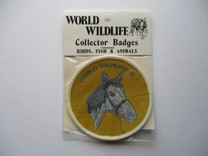 70s WORLD WILDLIFE『馬』Collector Badgesワッペン/騎手ホース乗馬ダービーHorse競馬PATCH競走馬アップリケ動物 牧場 V193