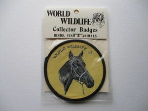 70s WORLD WILDLIFE『馬』Collector Badgesワッペン/騎手ホース乗馬Horse競馬PATCH競走馬アップリケ動物 牧場 V193