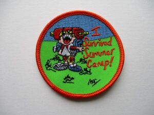 90s I SURVIVED SUMMER CAMPワッペン/サバイバル刺繍PATCH夏サマー自然キャンプCAMPアウトドア少年アップリケ V193