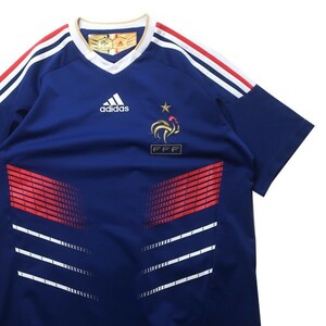 南アフリカW杯! adidas アディダス フランス代表 2010年 サッカー 半袖 ゲームシャツ ユニフォーム ブルー 青 L 160 キッズ? 希少