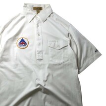企業系! 90s USA製 Cross Creek ヴィンテージ DELTA AIR LINES 企業ロゴ 刺繍 襟付き 半袖 ポロ Tシャツ ホワイト 白 Mサイズ メンズ 古着_画像1