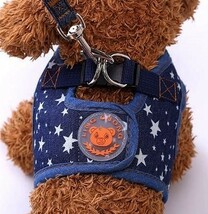 新品◇ デニム ベスト型 ハーネス 胴輪＆リード 着せやすい 苦しくない 中型犬 犬 ペット 洋服 犬服 Y_画像2