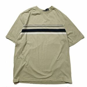 90's 00's ピューリタン PURITAN チェスト ボーダー クルーネック Tシャツ (XL) 紺×薄緑系 半袖 無地 90年代 00年代 旧タグ 古着 オールド