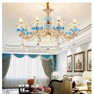  beautiful goods appearance * living chandelier . manner crystal chandelier luxury atmosphere blue color restaurant .. light luxury home use gorgeous holiday house lighting equipment 6 light 