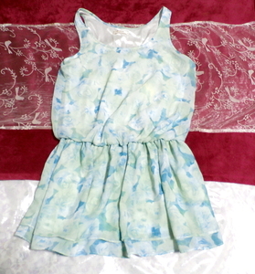 水色花柄ネグリジェノースリーブミニスカートワンピース Light blue flower pattern negligee sleeveless mini skirt dress