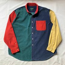 90s J.CREW CRAZY PATTERN CORDUROY B.D.SHIRT クレイジーパターン コーデュロイシャツ ボタンダウンシャツ アメトラ トラッド TRAD 80s XL_画像2