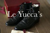 Le Yuccas レユッカス ウィングチップ レザー ブーツ シューズ 43 1/2 28-29cm 赤 黒 レースアップ 革靴 ブラック Enzo Bonafe per alden_画像1